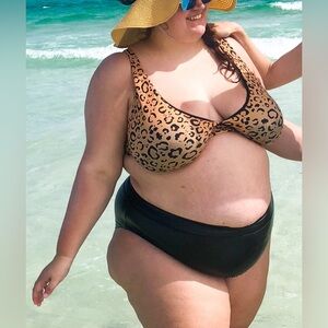 Leopard Underwire Bikini Top with Faux Leather Bottoms
